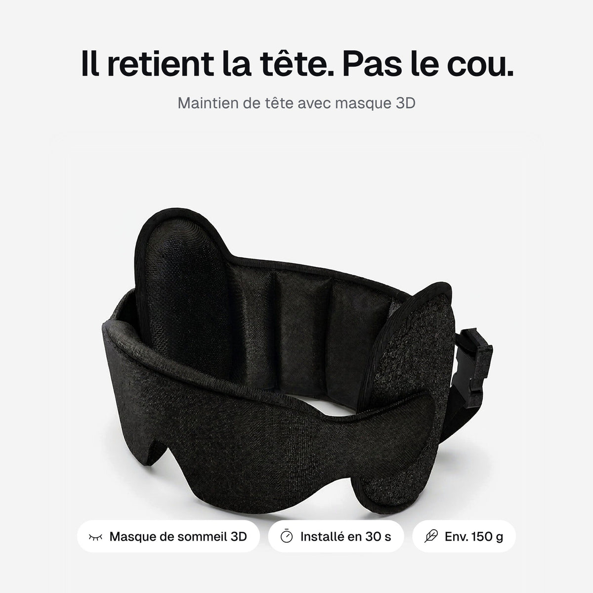 AeroSiesta – Maintien de tête avec masque de sommeil